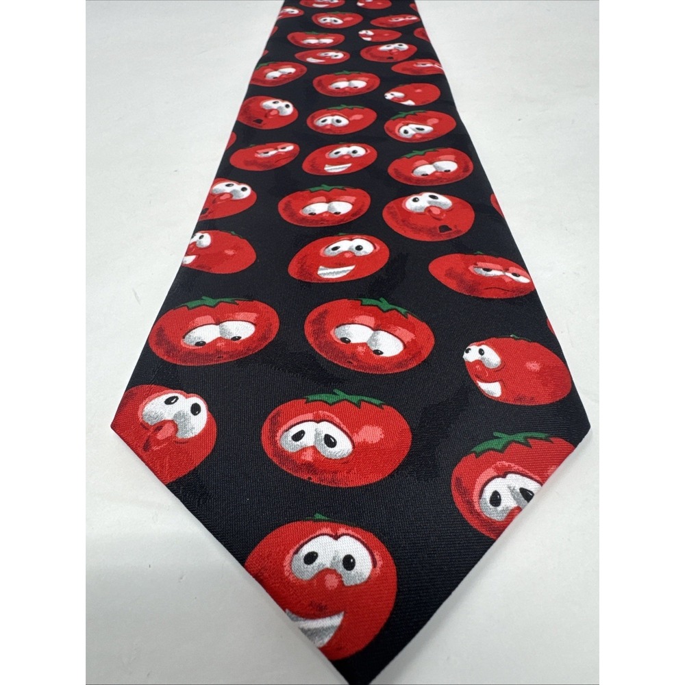 EAGLES WINGS TIE 58" Men's Veggie Tales Black & Red Bob the Tomato Big Idea 90s - Picture 3 of 8